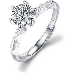 925Silver Moissanite Adjustable Engagement Ring, Promise Eternity Ring for Women,Wedding Rings,Jewelry Gift,Friendship Promise Fashion Jewelry Valentine Gifts for Women