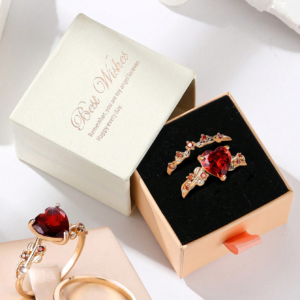 2Pcs/Set Ring Gift Box, Romantic Heart-Shaped Cubic Zirconia, Hypoallergenic, Suitable for Wedding, Engagement, Valentine’S Day Christmas Gift Valentines