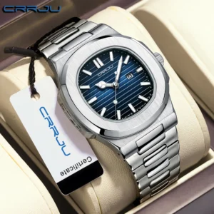 Luxury Man Wristwatch Business Stainless Steel Quartz Men Watch Waterproof Luminous Date Square Men’S Watches Clock